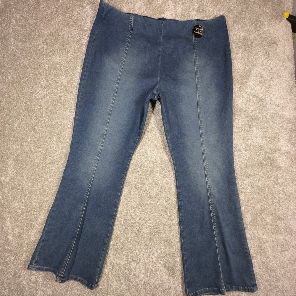 New Lee Women's Size 2X M Jeans Pull-On Bootcut Medium Wash Stretch 112360140